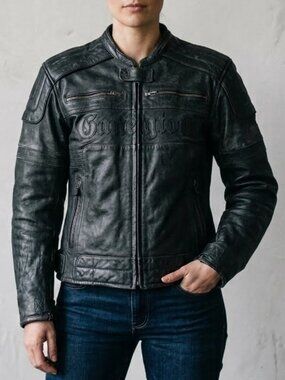 Scorpion Black Leather Motorcycle Racing Padded Armoured Biker Jacket Women's M